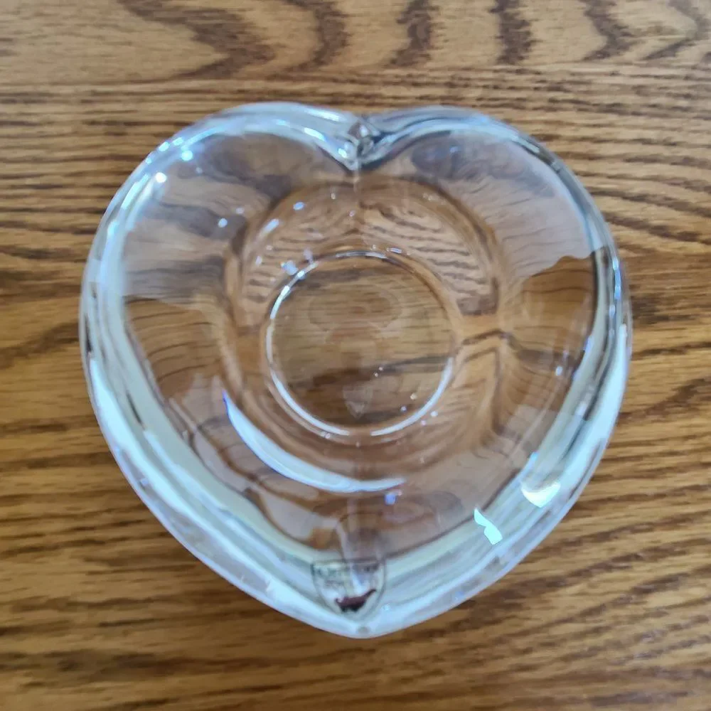 Orrefors Sweden Amour Heart Shaped Crystal Votive Tealight Candleholder Nordic